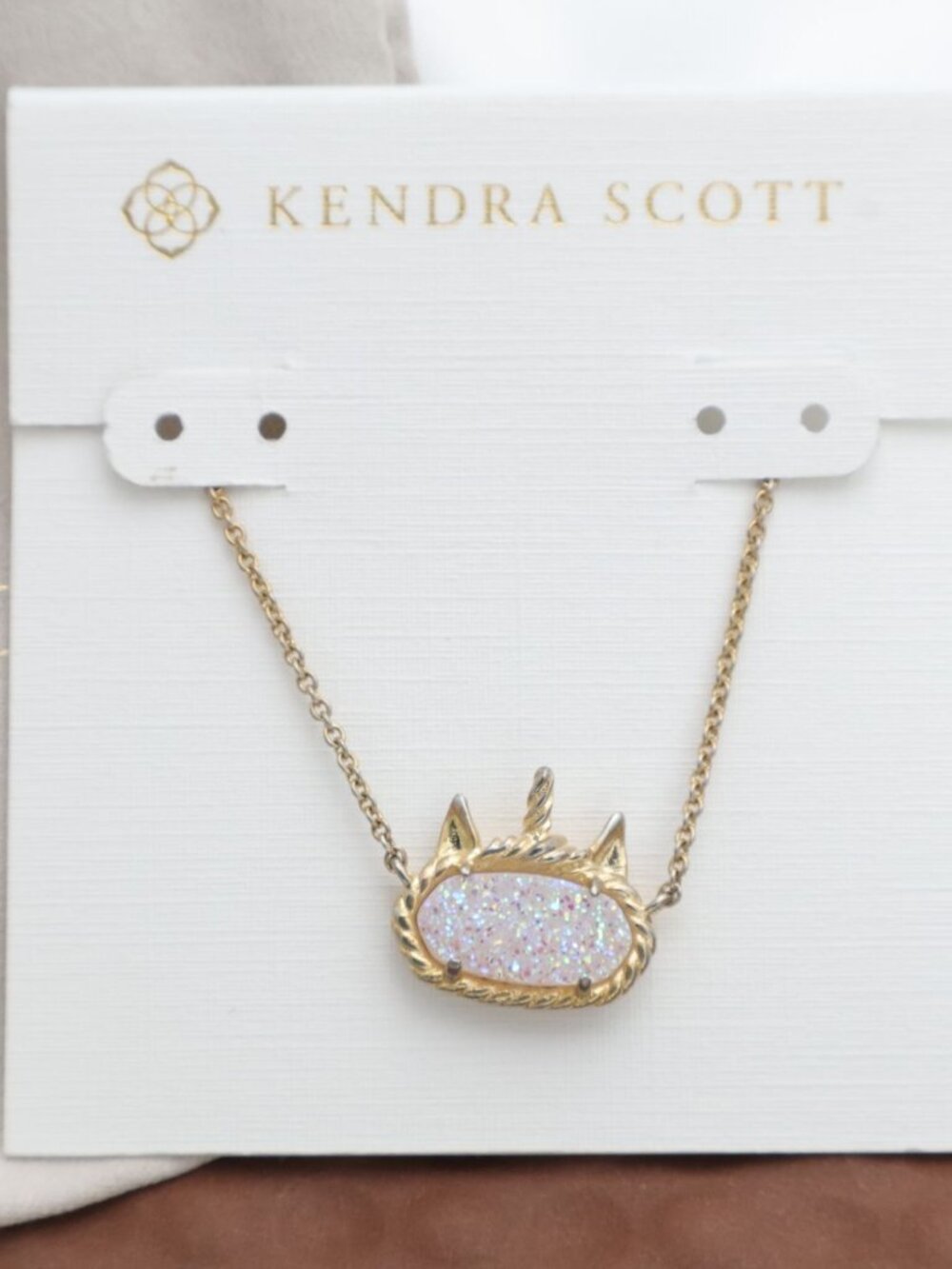 Kendra Scott Elisa Unicorn Drusy Short Necklace Gold